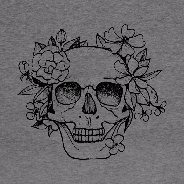 Skull and floral by peggieprints